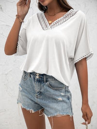 lvy Lane Lace Detail V-Neck T-Shirt Trandify deal