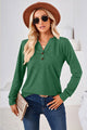 Notched Button Detail Long Sleeve T-Shirt Trandify deal