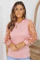 Double Take Textured Applique Long Sleeve Blouse Trandify deal