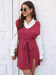 Tie Front V-Neck Sleeveless Slit Sweater Dress Trandify deal