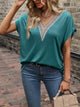 Heathered V-Neck Short Sleeve T-Shirt Trandify deal