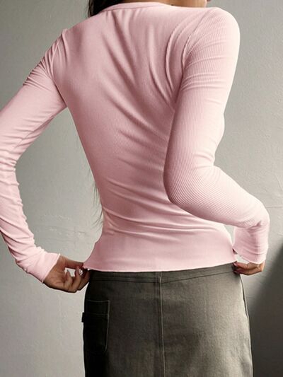 Half Button Long Sleeve T-Shirt Trandify deal
