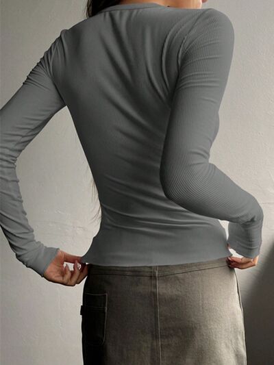 Half Button Long Sleeve T-Shirt Trandify deal