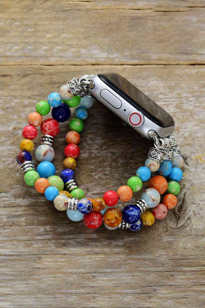 Synthetic Imperial Jasper Beaded Watchband Bracelet Trandify deal