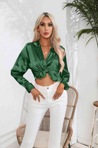 Lapel Collar Button Up Long Sleeve Shirt Trandify deal