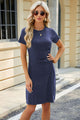 Ruched Round Neck Short Sleeve Mini Dress Trandify deal