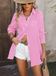 Textured Button Up Dropped Shoulder Shirt Trandify deal