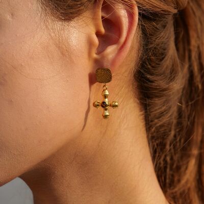 Gold-Plated Stainless Steel Cross Shape Earrings Trandify deal