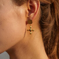 Gold-Plated Stainless Steel Cross Shape Earrings Trandify deal