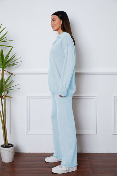 Dropped Shoulder Sweater and Long Pants Set Trandify deal