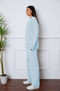 Dropped Shoulder Sweater and Long Pants Set Trandify deal
