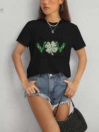 Lucky Clover Round Neck Short Sleeve T-Shirt Trandify deal