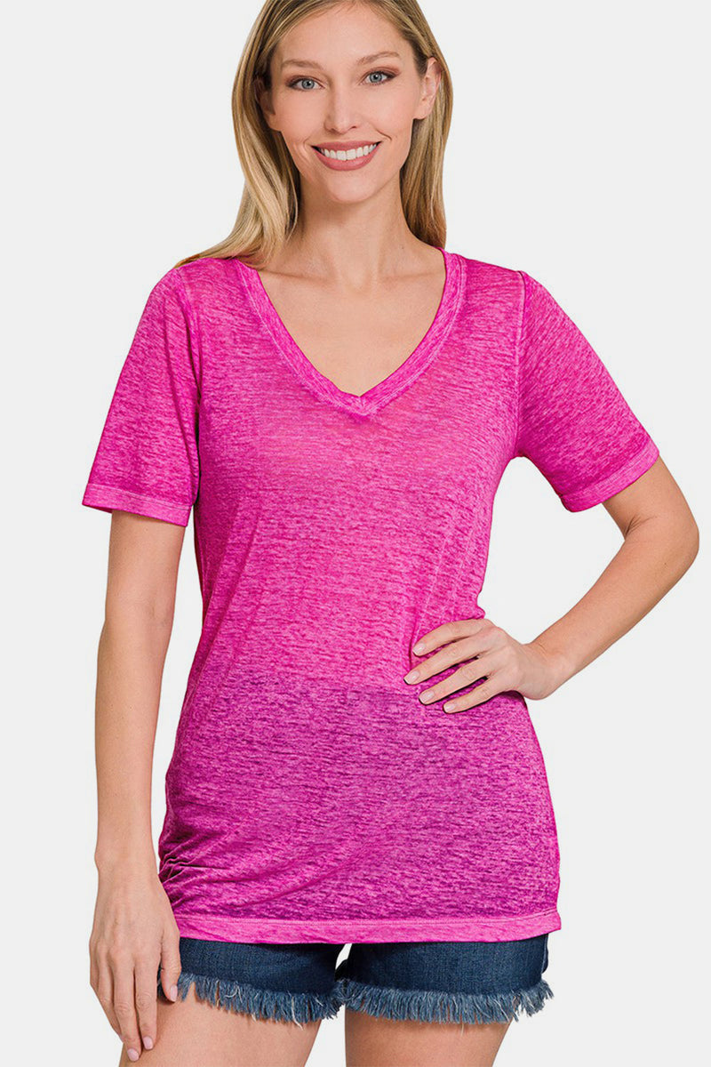 Zenana V-Neck Short Sleeve T-Shirt Trandify deal