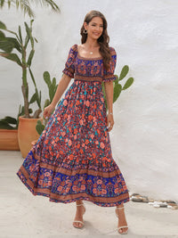Floral Flounce Sleeve Midi Dress Trandify deal