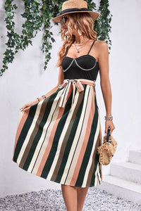 Tied Striped Spaghetti Strap Dress Trandify deal