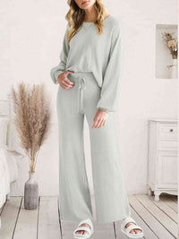 Long Sleeve Lounge Top and Drawstring Pants Set Trandify deal