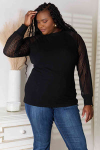 Double Take Round Neck Raglan Sleeve Blouse Trandify deal