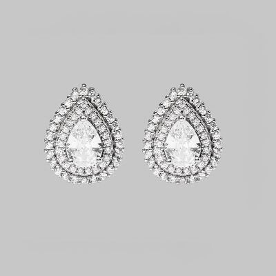 925 Sterling Silver Zircon Teardrop Shape Stud Earrings Trandify deal