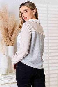 Double Take Color Block Curved Hem Shirt Trandify deal