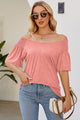 Smocked Round Neck Flutter Sleeve T-Shirt Trandify deal