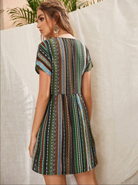 Pocketed Striped Short Sleeve Dress Trandify deal