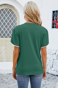 Round Neck Petal Sleeve T-Shirt Trandify deal