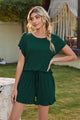 Round Neck Short Sleeve T-Shirt and Drawstring Shorts Lounge Set Trandify deal