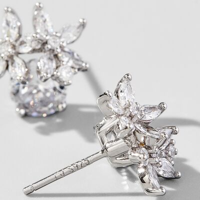 Zircon 925 Sterling Silver Flower Stud Earrings Trandify deal
