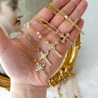 Stainless Steel Inlaid Zircon Cross Necklace Trandify deal
