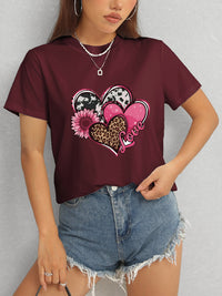 Heart Round Neck Short Sleeve T-Shirt Trandify deal