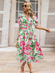 Ruched Printed Surplice Short Sleeve Dress Trandify deal