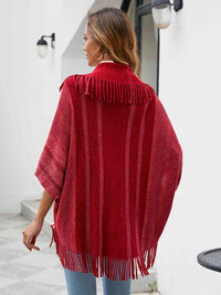 Fringe Detail Open Front Poncho Trandify deal
