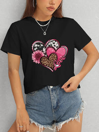 Heart Round Neck Short Sleeve T-Shirt Trandify deal