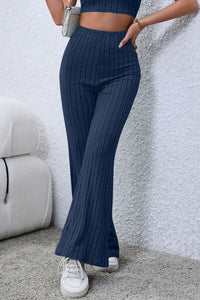 Basic Bae Full Size Ribbed High Waist Flare Pants Trandify deal