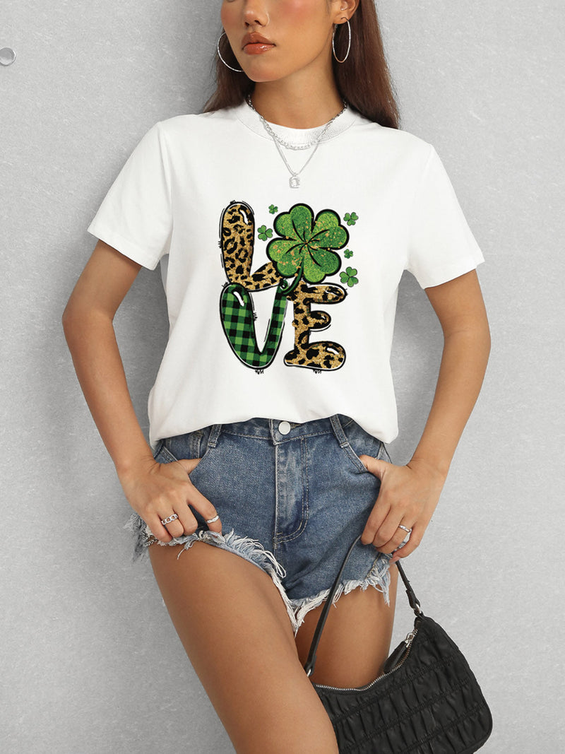LOVE Round Neck Short Sleeve T-Shirt Trandify Deal