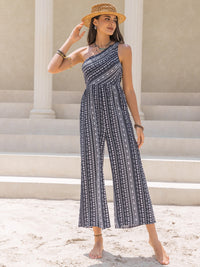 Sexy One-Shoulder Party Jumpsuit – Bold Print Women’s Outfit – TrandifyDeal