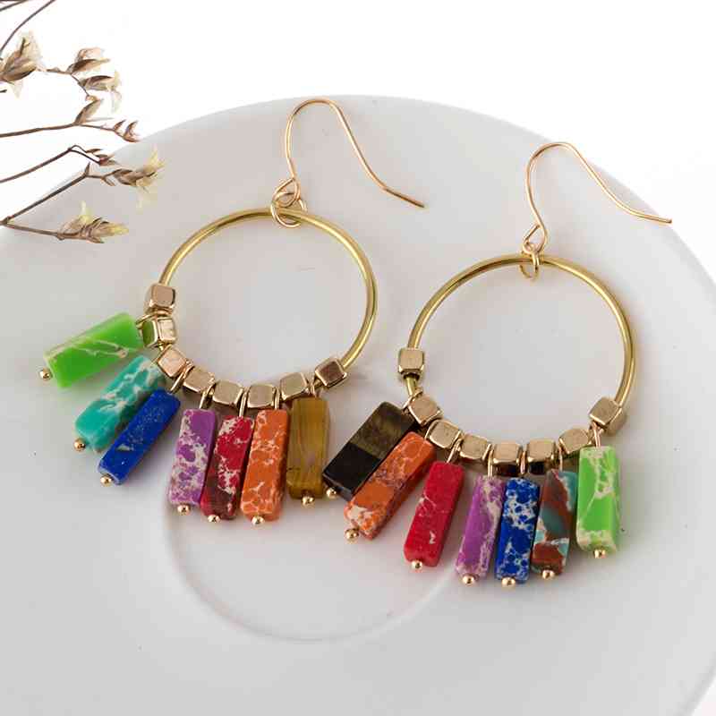 Multicolored Stone Dangle Earrings Trandify deal