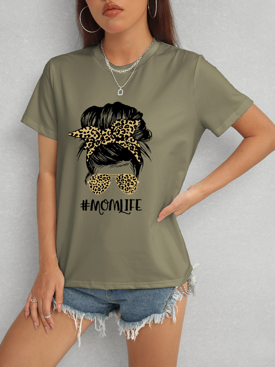MOMLIFE Round Neck Short Sleeve T-Shirt Trandify deal