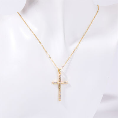 Stainless Steel Inlaid Zircon Cross Necklace Trandify deal