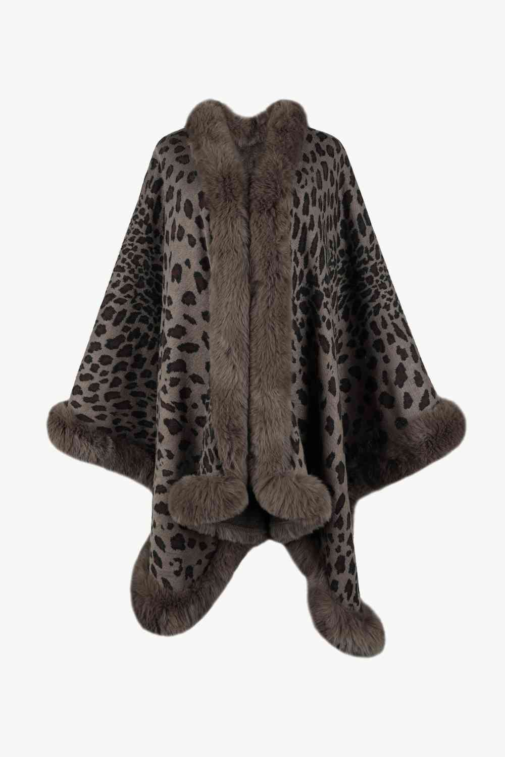 Leopard Open Front Poncho Trandify deal