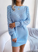 Openwork Boat Neck Sweater Dress Trandify deal
