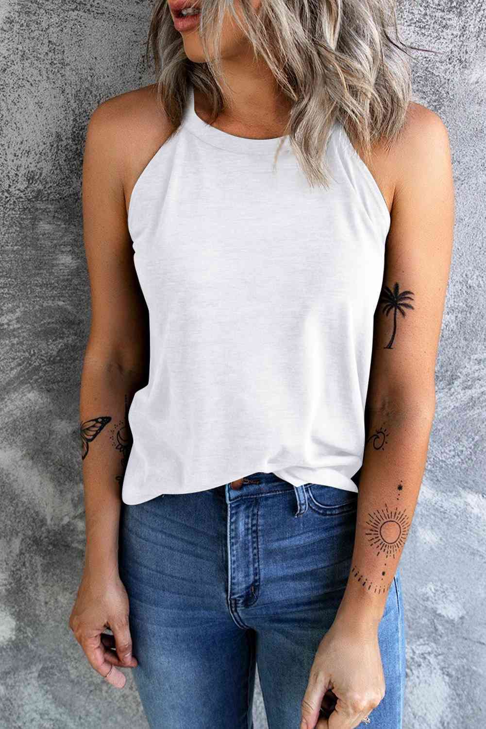 Curved Hem Grecian Tank Top - Trandify Deal