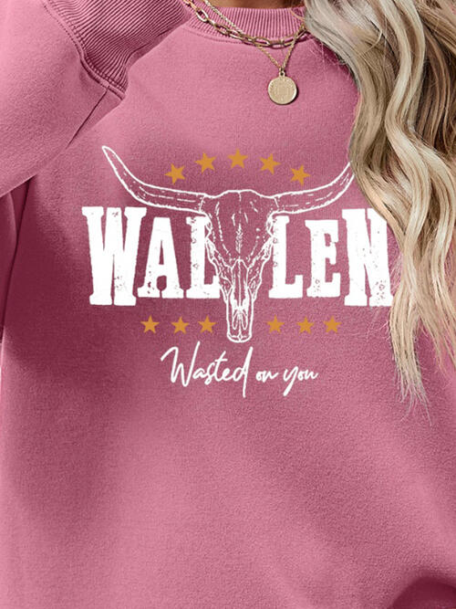 Graphic Round Neck Dropped Shoulder Sweatshirt Trandify deal