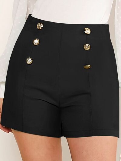 Decorative Button High Waist Shorts Trandify deal