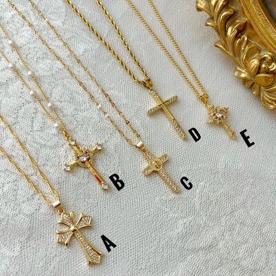 Stainless Steel Inlaid Zircon Cross Necklace Trandify deal