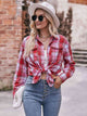 Plaid Dropped Shoulder Longline Shirt Trandify deal
