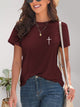 Cross Graphic Round Neck T-Shirt Trandify deal