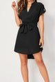 Tied Notched Short Sleeve Dress Trandify deal