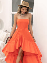 High-Low Ruched Tube Dress Trandify deal