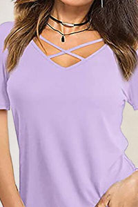 Crisscross Short Sleeve T-Shirt Trandify deal